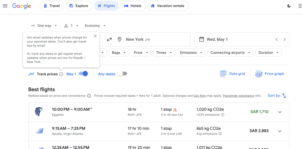 How to set up Price alert in Google flight